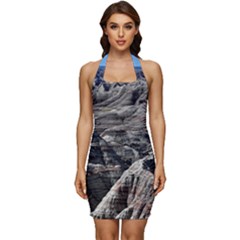 Badlands National Park Nature South Dakota Geology Sleeveless Wide Square Neckline Ruched Bodycon Dress by danenraven