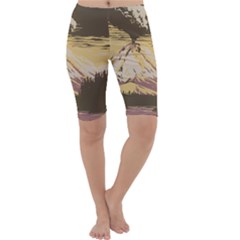 Boom Eruption Forest Mountain News Scary Volcano Cropped Leggings  by danenraven