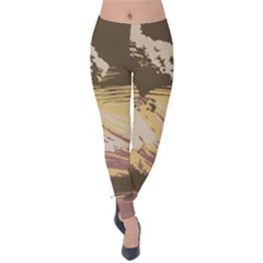 Boom Eruption Forest Mountain News Scary Volcano Velvet Leggings by danenraven