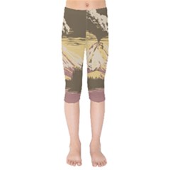 Boom Eruption Forest Mountain News Scary Volcano Kids  Capri Leggings  by danenraven