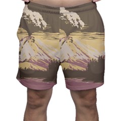 Boom Eruption Forest Mountain News Scary Volcano Men s Shorts