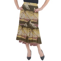 Boom Eruption Forest Mountain News Scary Volcano Midi Mermaid Skirt by danenraven