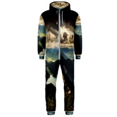 Mountains Sky Clouds Sunset Peak Overlook River Hooded Jumpsuit (men) by danenraven