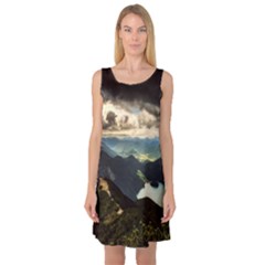 Mountains Sky Clouds Sunset Peak Overlook River Sleeveless Satin Nightdress by danenraven