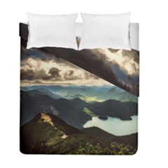 Mountains Sky Clouds Sunset Peak Overlook River Duvet Cover Double Side (full/ Double Size) by danenraven