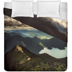 Mountains Sky Clouds Sunset Peak Overlook River Duvet Cover Double Side (king Size) by danenraven