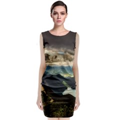 Mountains Sky Clouds Sunset Peak Overlook River Classic Sleeveless Midi Dress by danenraven