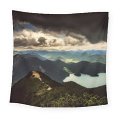 Mountains Sky Clouds Sunset Peak Overlook River Square Tapestry (large) by danenraven