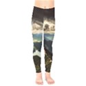 Mountains Sky Clouds Sunset Peak Overlook River Kids  Leggings View1