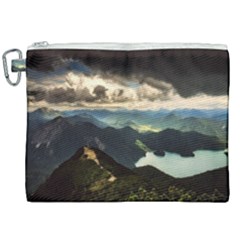 Mountains Sky Clouds Sunset Peak Overlook River Canvas Cosmetic Bag (xxl) by danenraven