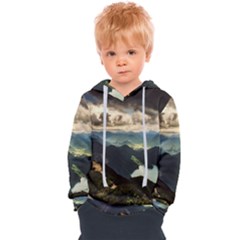 Mountains Sky Clouds Sunset Peak Overlook River Kids  Overhead Hoodie by danenraven