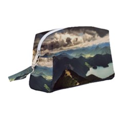 Mountains Sky Clouds Sunset Peak Overlook River Wristlet Pouch Bag (medium) by danenraven