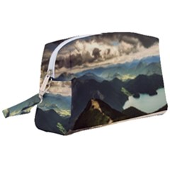 Mountains Sky Clouds Sunset Peak Overlook River Wristlet Pouch Bag (large) by danenraven