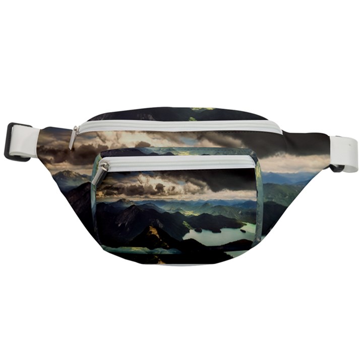 Mountains Sky Clouds Sunset Peak Overlook River Fanny Pack