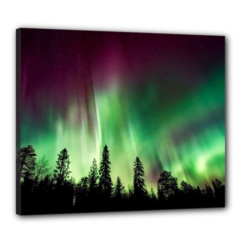 Aurora Borealis Northern Lights Forest Trees Woods Canvas 24  X 20  (stretched) by danenraven