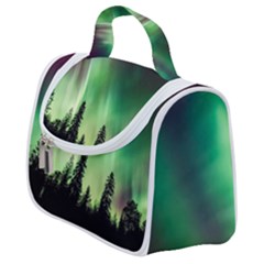 Aurora Borealis Northern Lights Forest Trees Woods Satchel Handbag by danenraven