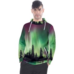 Aurora Borealis Northern Lights Forest Trees Woods Men s Pullover Hoodie by danenraven