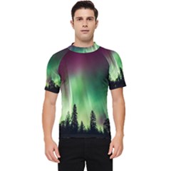 Aurora Borealis Northern Lights Forest Trees Woods Men s Short Sleeve Rash Guard