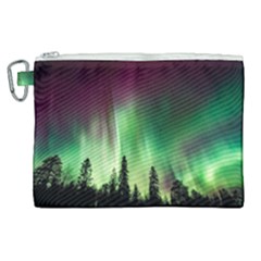 Aurora Borealis Northern Lights Forest Trees Woods Canvas Cosmetic Bag (xl) by danenraven