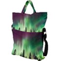 Aurora Borealis Northern Lights Forest Trees Woods Fold Over Handle Tote Bag View2