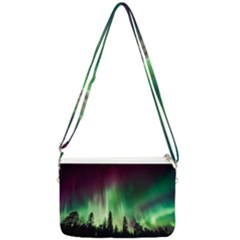 Aurora Borealis Northern Lights Forest Trees Woods Double Gusset Crossbody Bag by danenraven