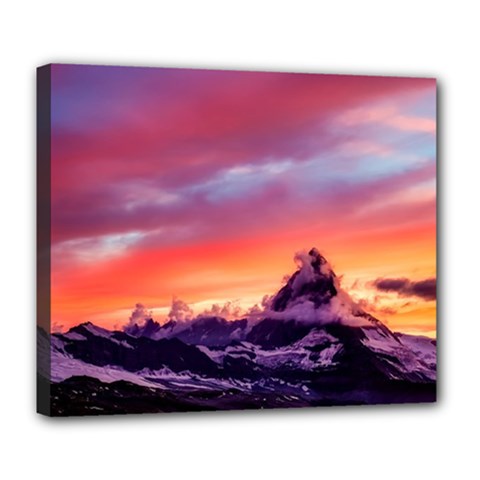 Matterhorn Mountains Sunset Dusk Snow Winter Deluxe Canvas 24  X 20  (stretched) by danenraven