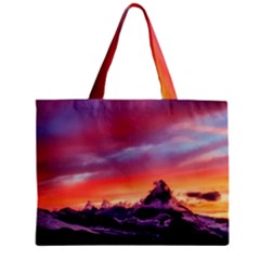 Matterhorn Mountains Sunset Dusk Snow Winter Zipper Mini Tote Bag by danenraven