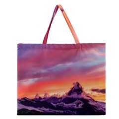 Matterhorn Mountains Sunset Dusk Snow Winter Zipper Large Tote Bag by danenraven