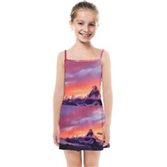 Matterhorn Mountains Sunset Dusk Snow Winter Kids  Summer Sun Dress by danenraven