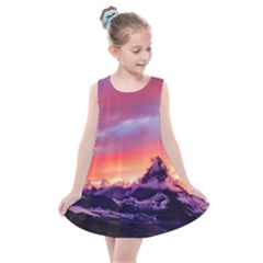 Matterhorn Mountains Sunset Dusk Snow Winter Kids  Summer Dress by danenraven