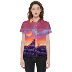 Matterhorn Mountains Sunset Dusk Snow Winter Short Sleeve Pocket Shirt by danenraven