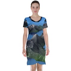 Mountain Landscape Rocky Rocks Geology Scenic Short Sleeve Nightdress by danenraven