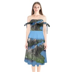 Mountain Landscape Rocky Rocks Geology Scenic Shoulder Tie Bardot Midi Dress by danenraven