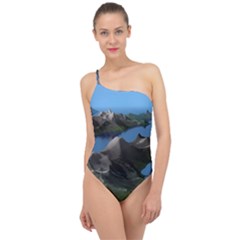 Mountain Landscape Rocky Rocks Geology Scenic Classic One Shoulder Swimsuit by danenraven