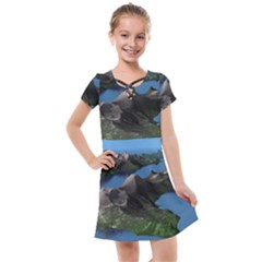 Mountain Landscape Rocky Rocks Geology Scenic Kids  Cross Web Dress by danenraven