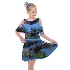 Mountain Landscape Rocky Rocks Geology Scenic Kids  Shoulder Cutout Chiffon Dress by danenraven