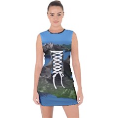 Mountain Landscape Rocky Rocks Geology Scenic Lace Up Front Bodycon Dress by danenraven