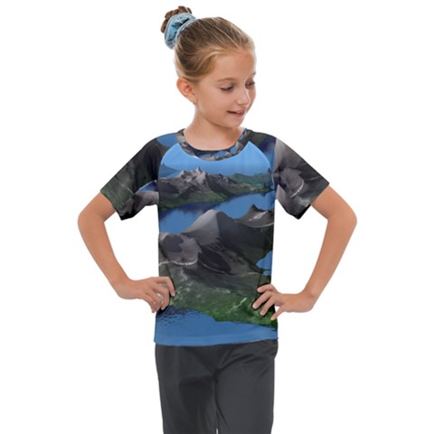 Mountain Landscape Rocky Rocks Geology Scenic Kids  Mesh Piece Tee by danenraven