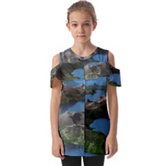 Mountain Landscape Rocky Rocks Geology Scenic Fold Over Open Sleeve Top by danenraven