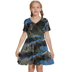 Mountain Landscape Rocky Rocks Geology Scenic Kids  Short Sleeve Tiered Mini Dress by danenraven