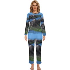 Mountain Landscape Rocky Rocks Geology Scenic Womens  Long Sleeve Lightweight Pajamas Set