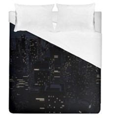 City Night Urban Downtown Science Tower Halo Duvet Cover (queen Size) by danenraven