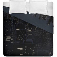 City Night Urban Downtown Science Tower Halo Duvet Cover Double Side (king Size) by danenraven