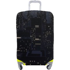 City Night Urban Downtown Science Tower Halo Luggage Cover (large) by danenraven