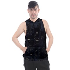 City Night Urban Downtown Science Tower Halo Men s Sleeveless Hoodie by danenraven