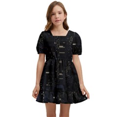 City Night Urban Downtown Science Tower Halo Kids  Short Sleeve Dolly Dress by danenraven