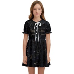 City Night Urban Downtown Science Tower Halo Kids  Sweet Collar Dress by danenraven