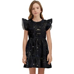 City Night Urban Downtown Science Tower Halo Kids  Winged Sleeve Dress by danenraven