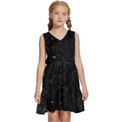 City Night Urban Downtown Science Tower Halo Kids  Sleeveless Tiered Mini Dress by danenraven