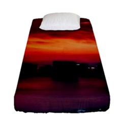 New York City Urban Skyline Harbor Bay Reflections Fitted Sheet (single Size) by danenraven